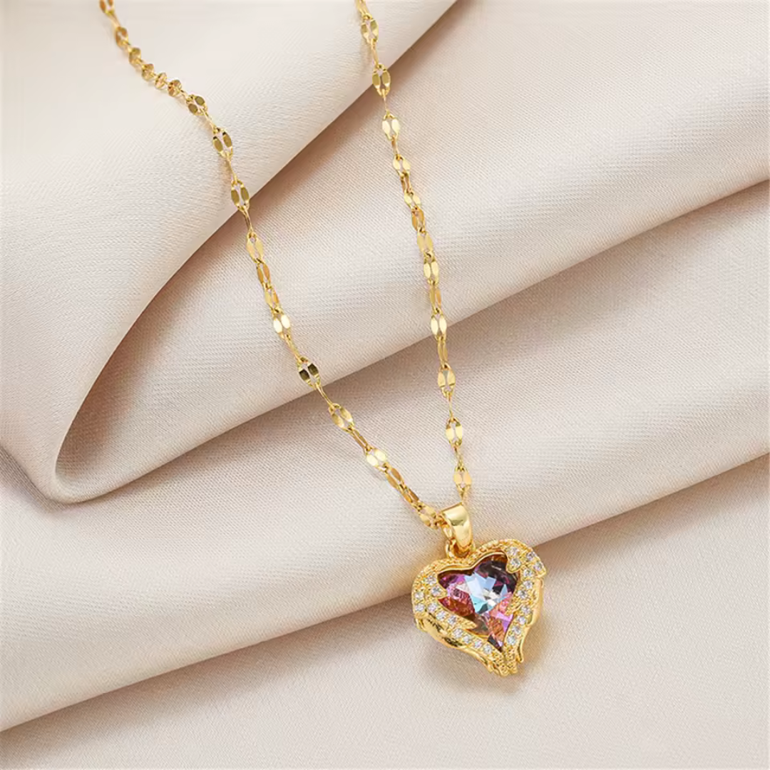 Crystal Ocean Heart Pendant Necklace