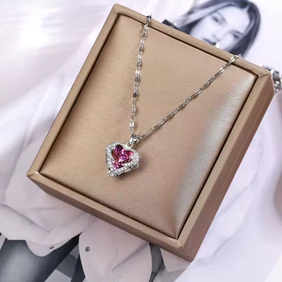 Crystal Ocean Heart Pendant Necklace